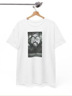 Gildan White Short Sleeve Tee with Black Gothic Couple Graphic